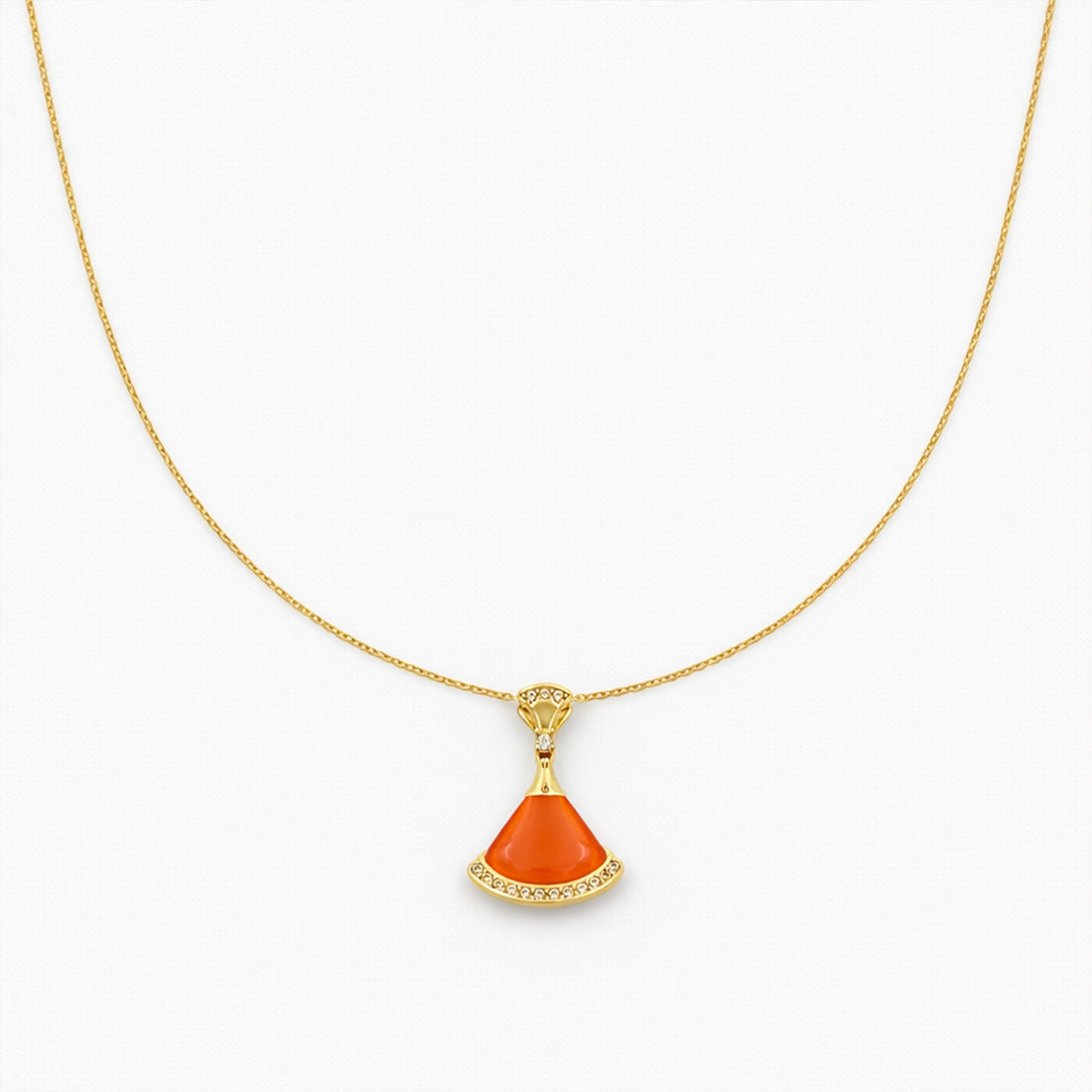 Coral Elegance Gold Pendant Necklace