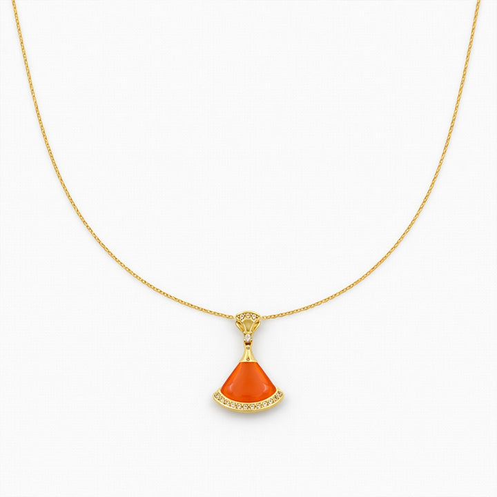Coral Elegance Gold Pendant Necklace