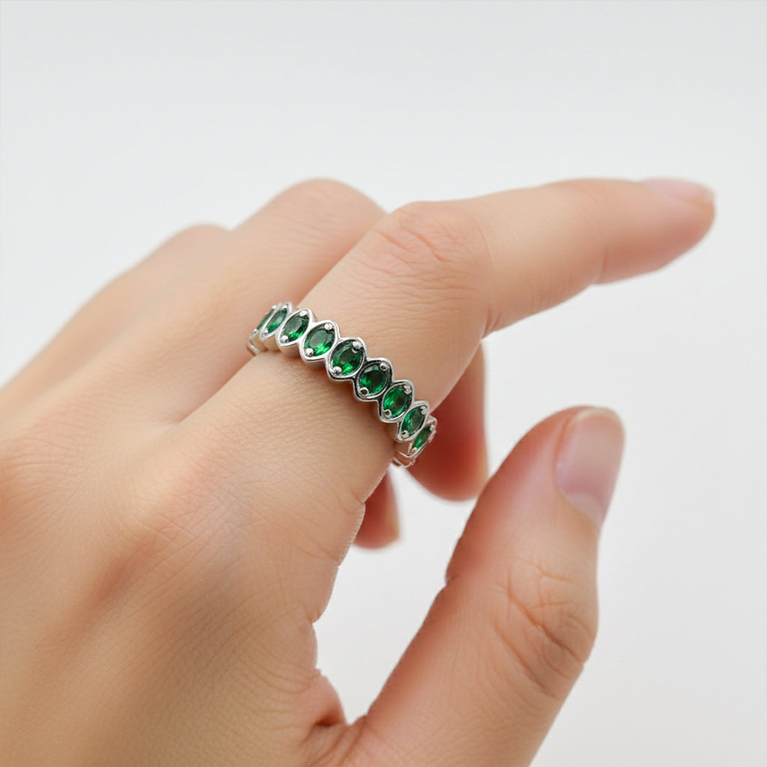 Prestige Green Stone Eternity Ring