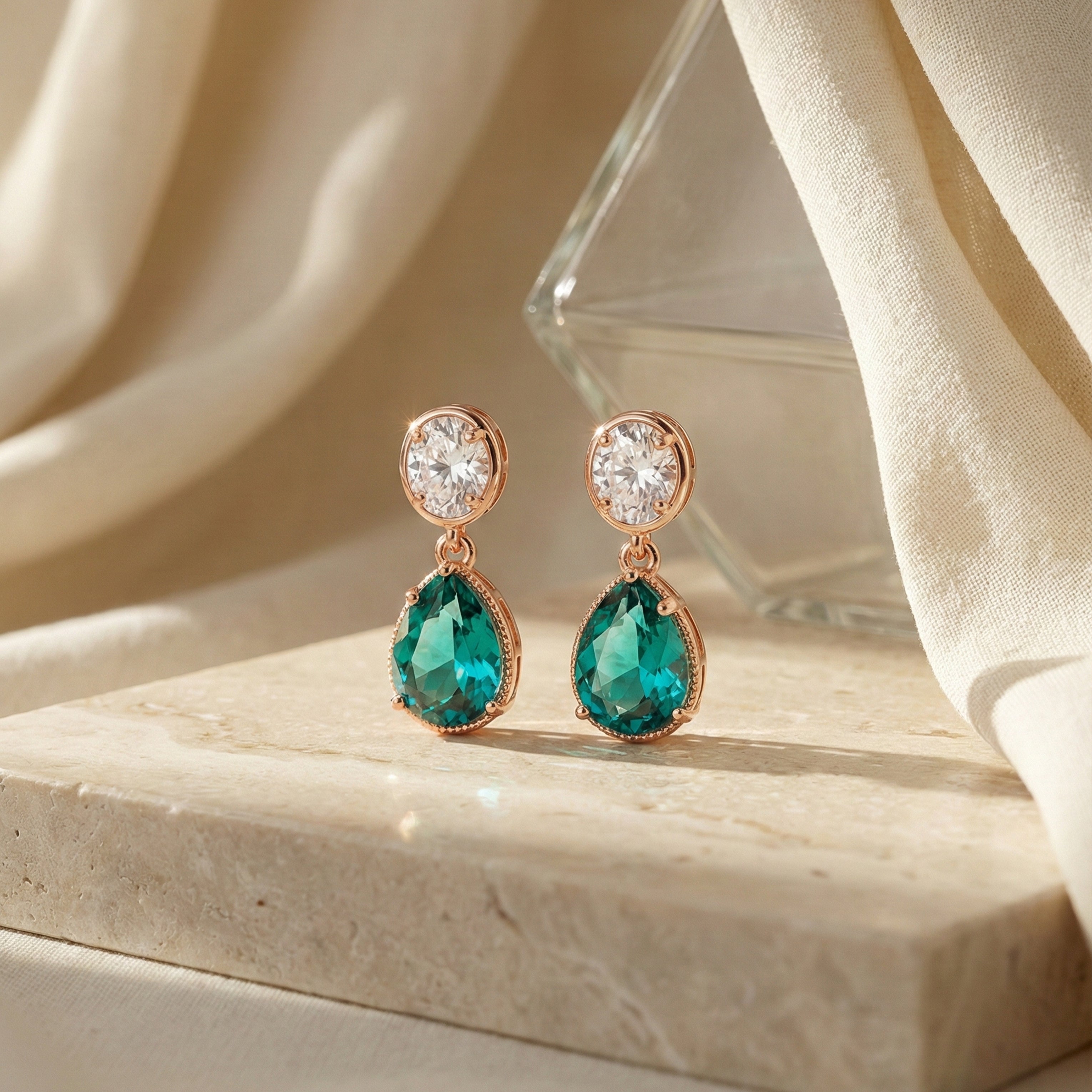 Veloura Emerald Glow Drop Earrings