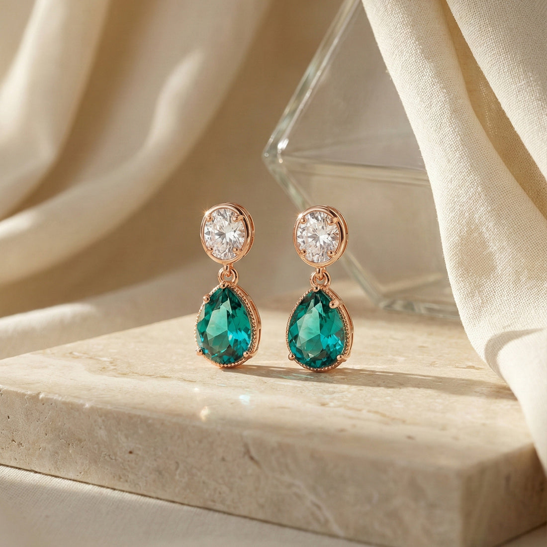 Veloura Emerald Glow Drop Earrings