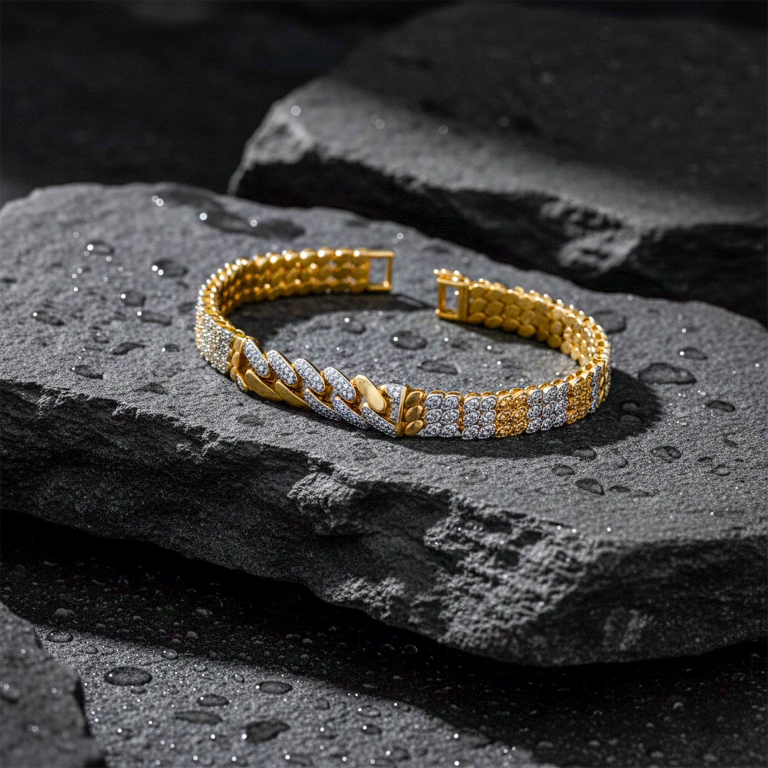 Iced Cuban Link Gold Bracelet