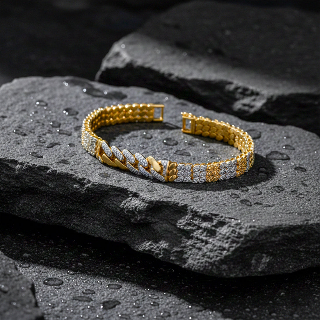 Iced Cuban Link Gold Bracelet