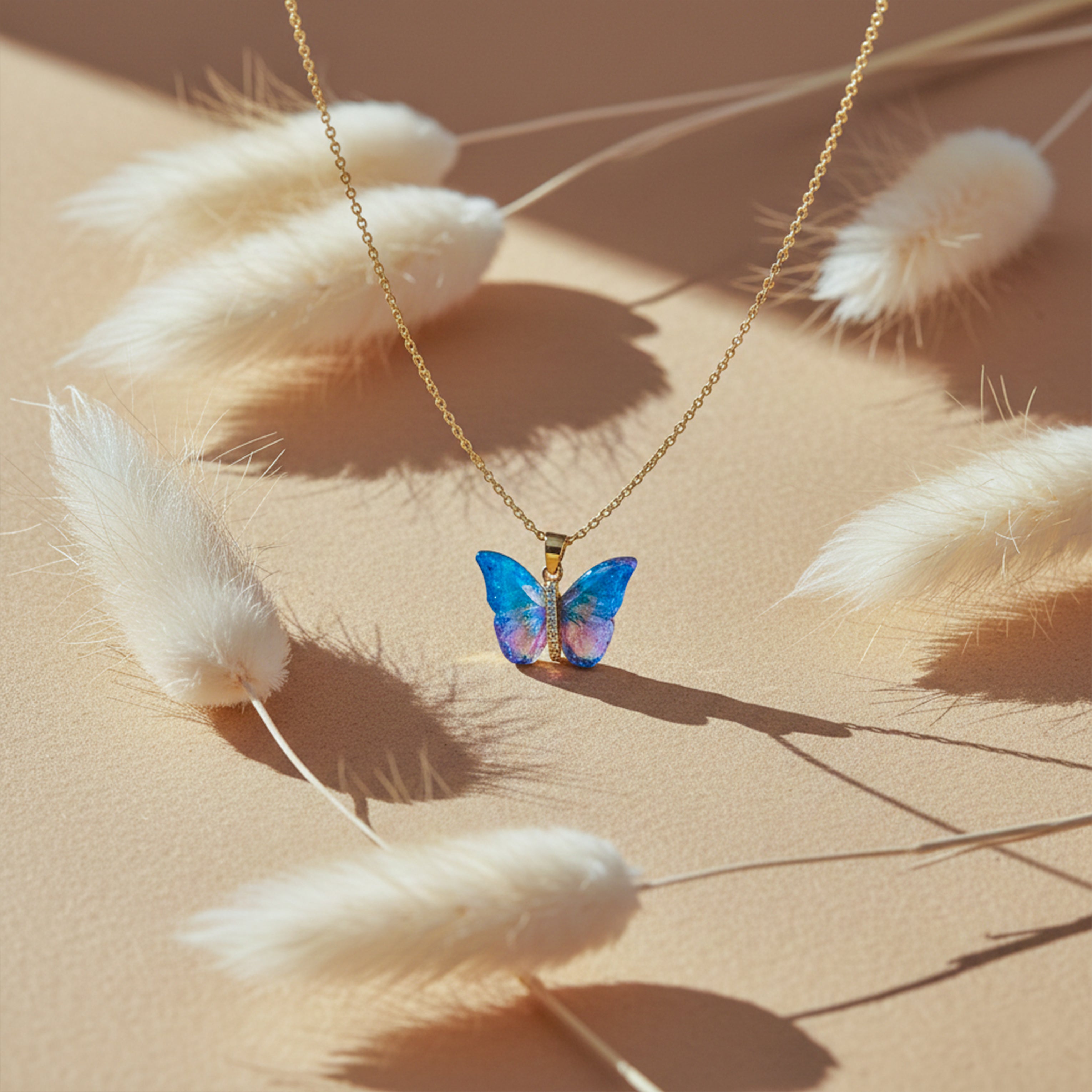 Aurora Butterfly Gold Pendant Necklace