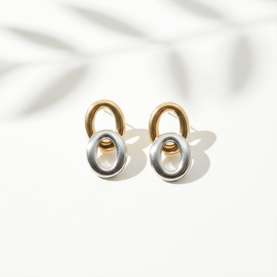 Timeless Dual Link Gold Silver Earrings