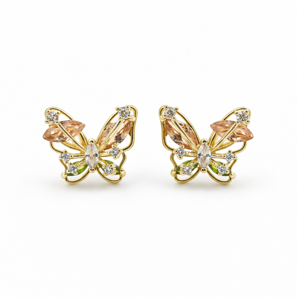 Luxury Crystal Butterfly Gold Earrings