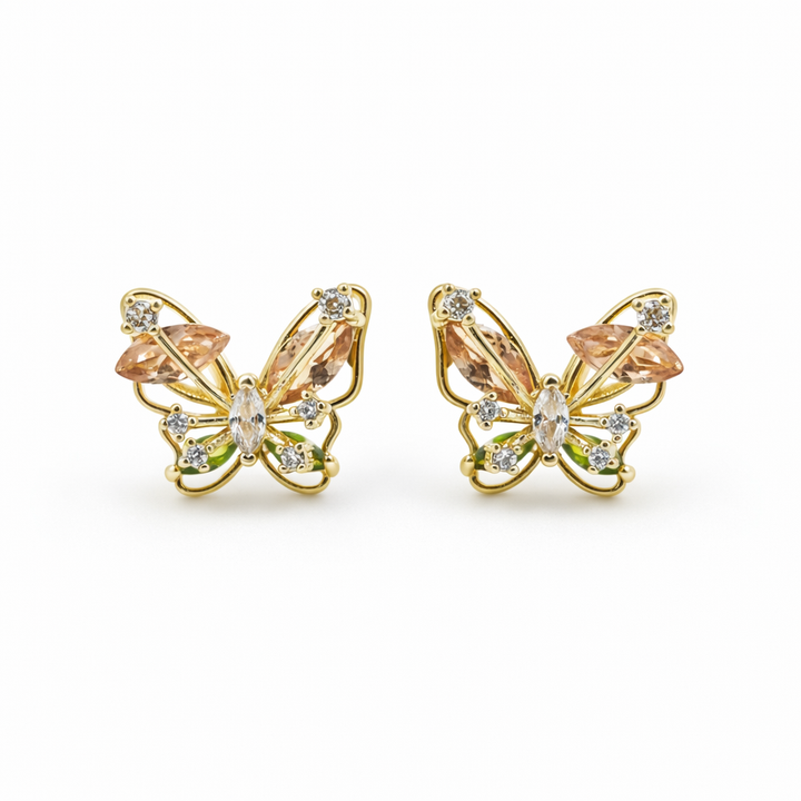 Luxury Crystal Butterfly Gold Earrings