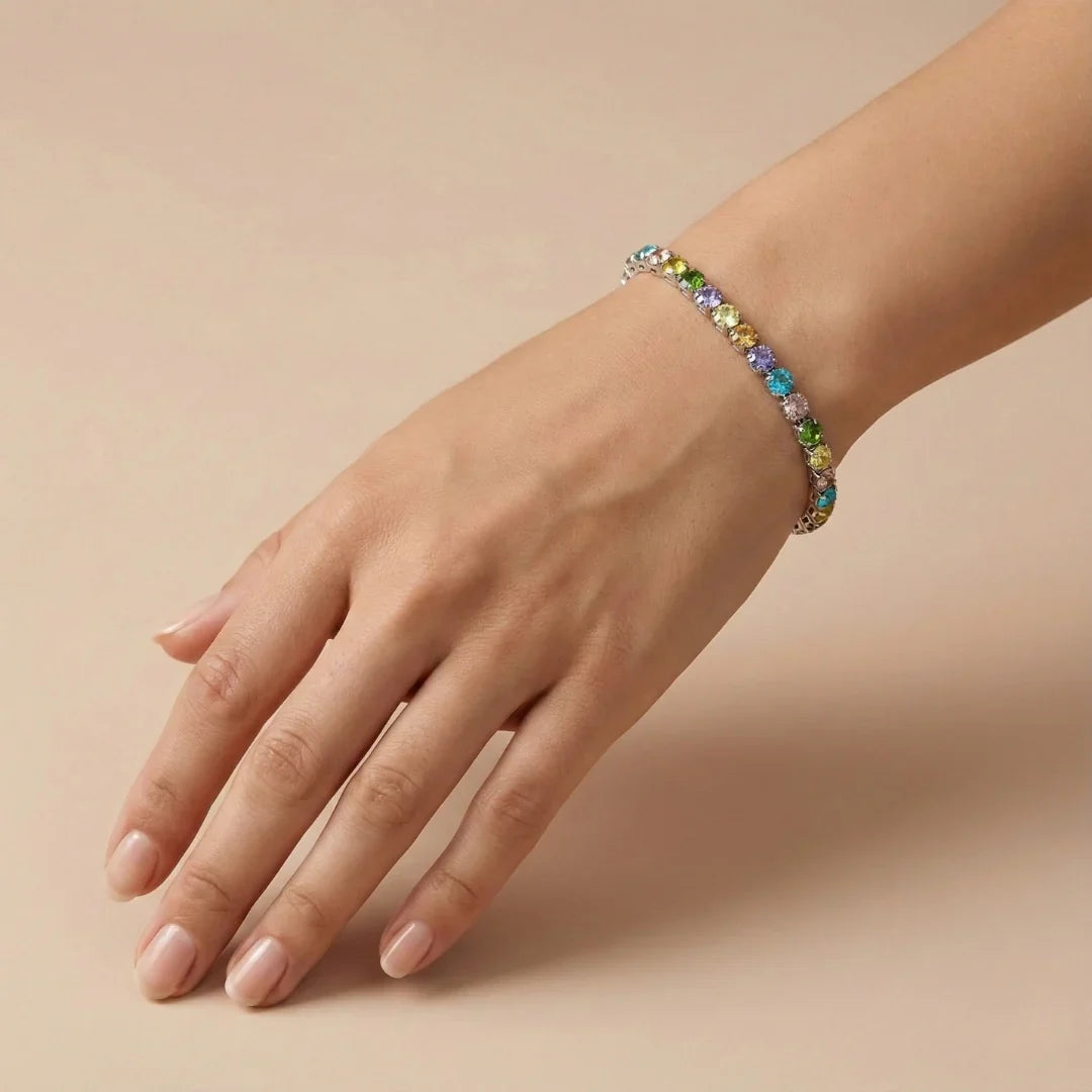Multi-Color Gemstone Tennis Bracelet
