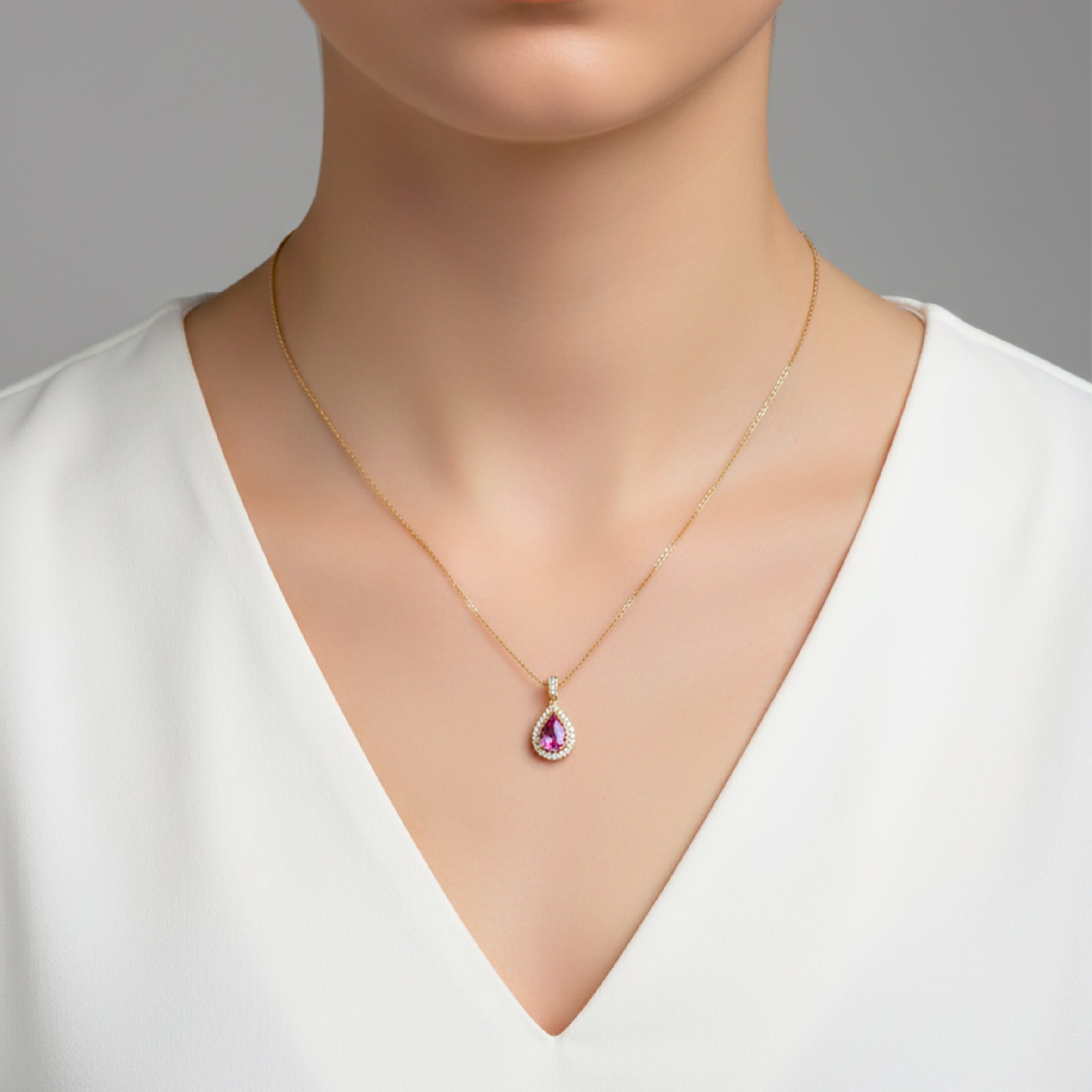 Purple Amethyst Gold Pendant Necklace