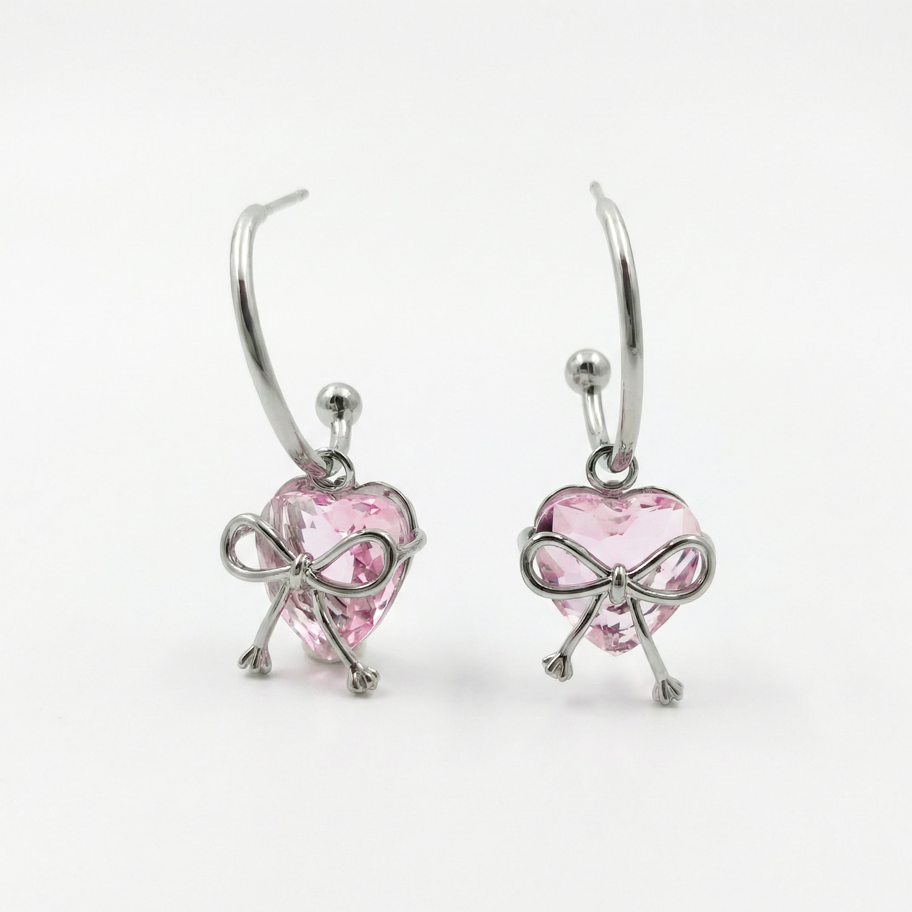 Blush Heart Luxe Bow Hoop Earrings