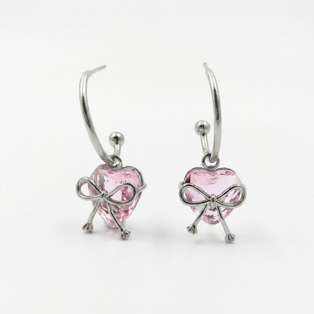 Blush Heart Luxe Bow Hoop Earrings