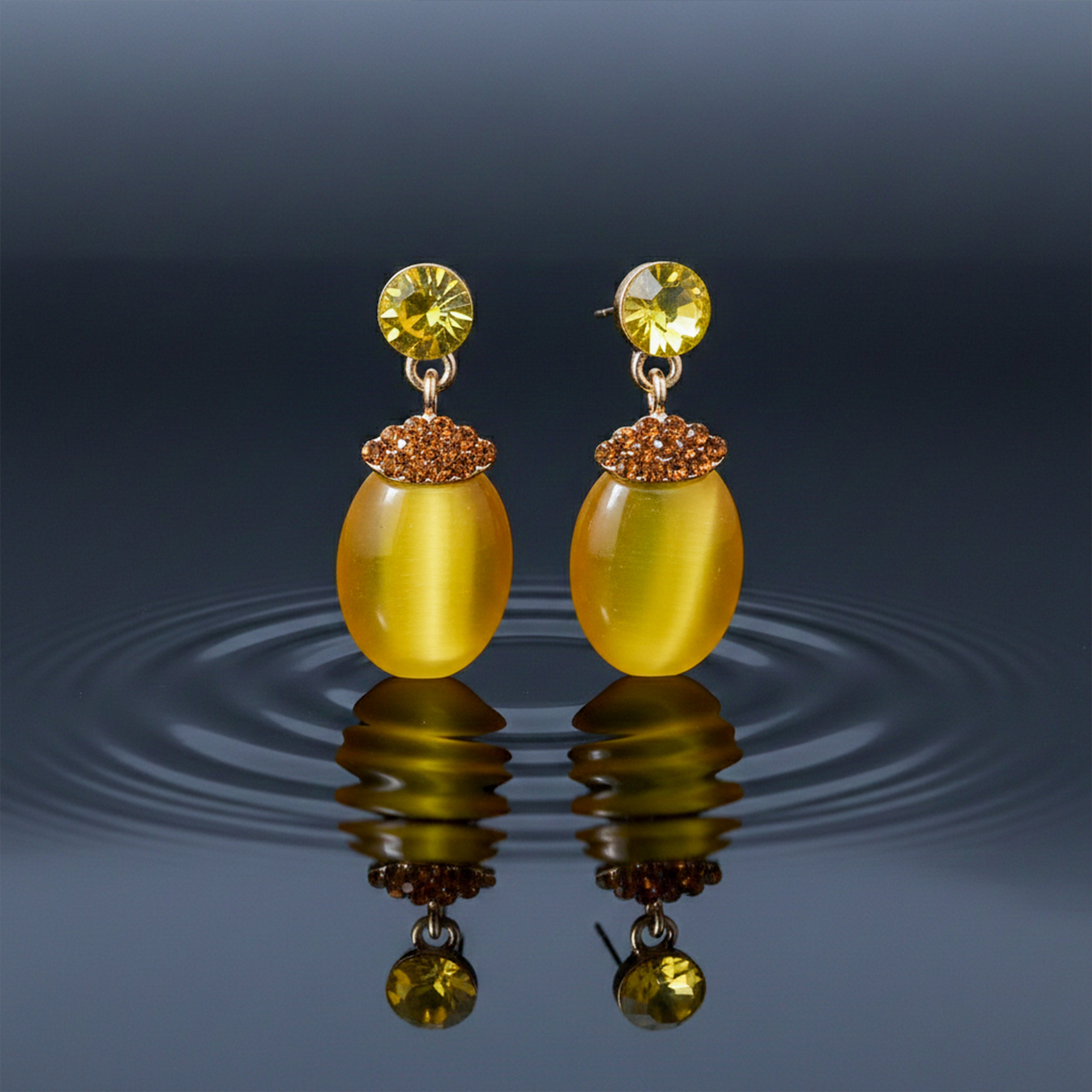 Sunlit Elegance Cat Eye Earrings