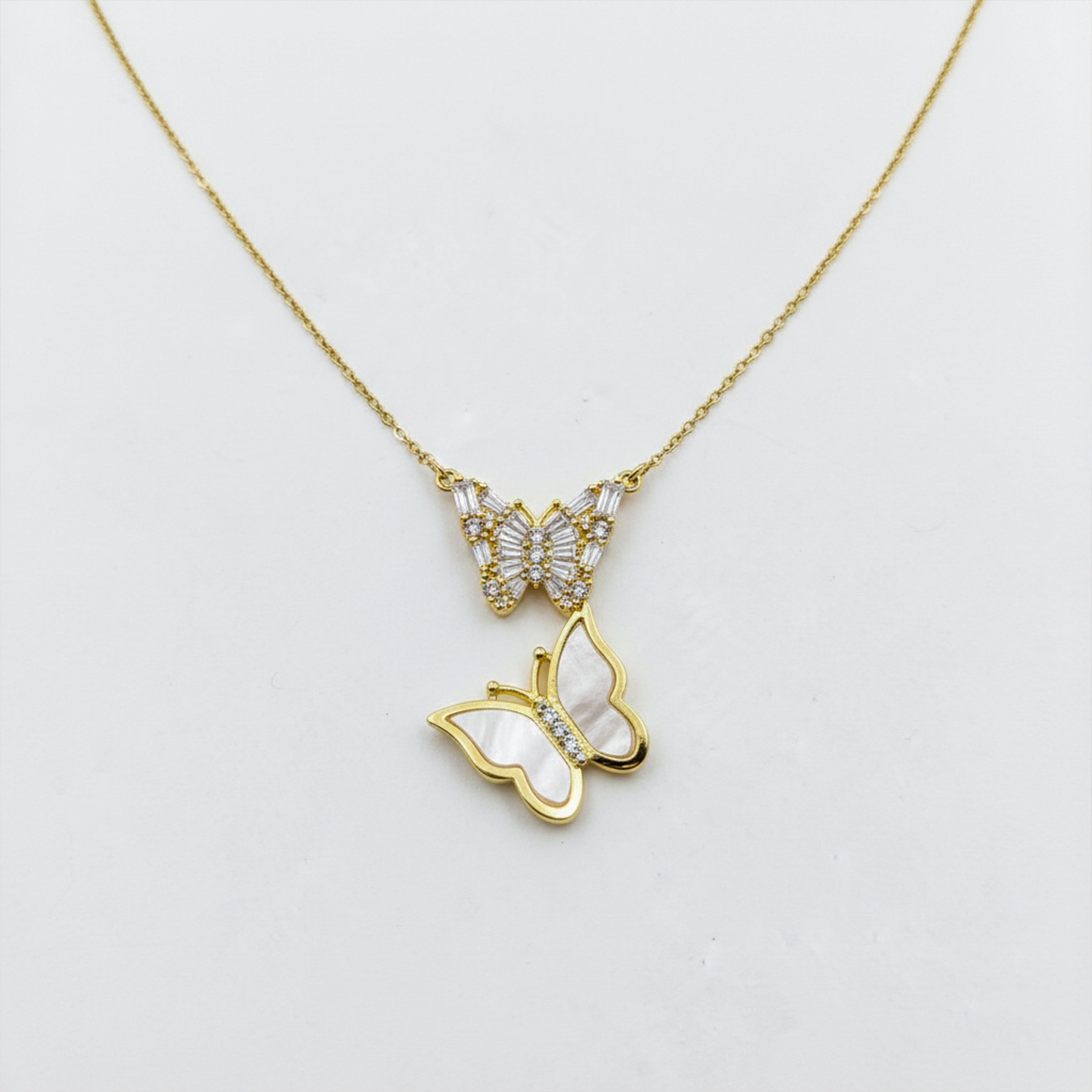 Elegant Gold Butterfly Shell Pendant Necklace