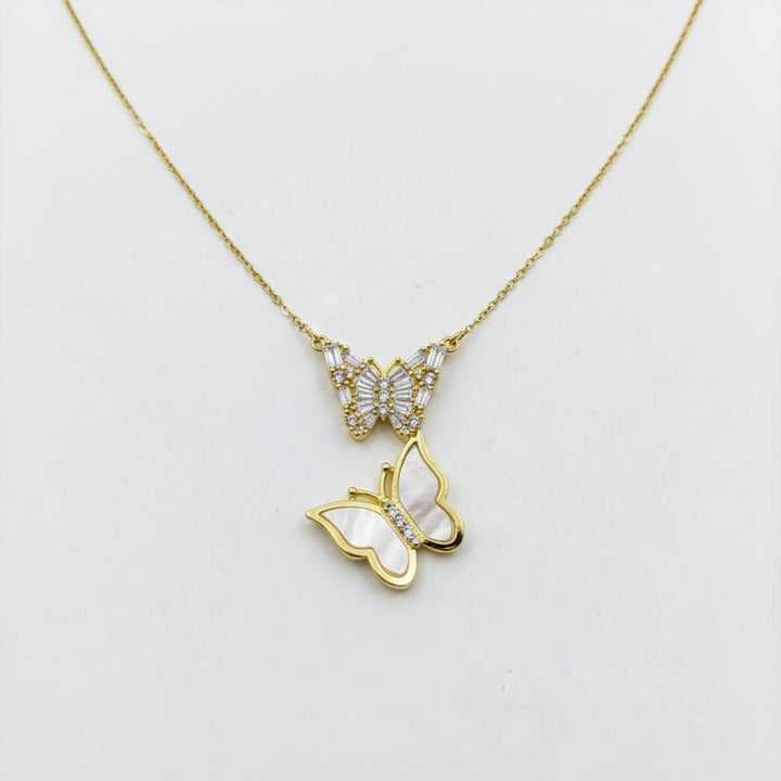 Elegant Gold Butterfly Shell Pendant Necklace