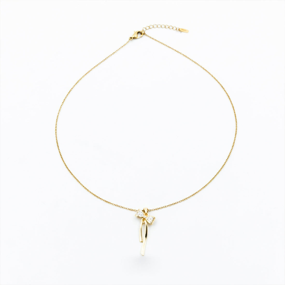 Elegant Gold Ribbon Bow Necklace