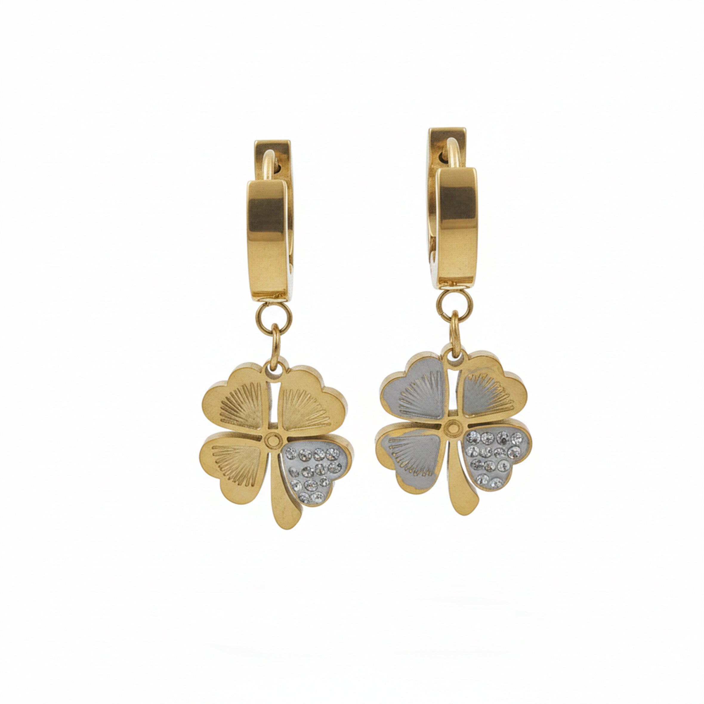 Luck Clover Gold Drop Earrings