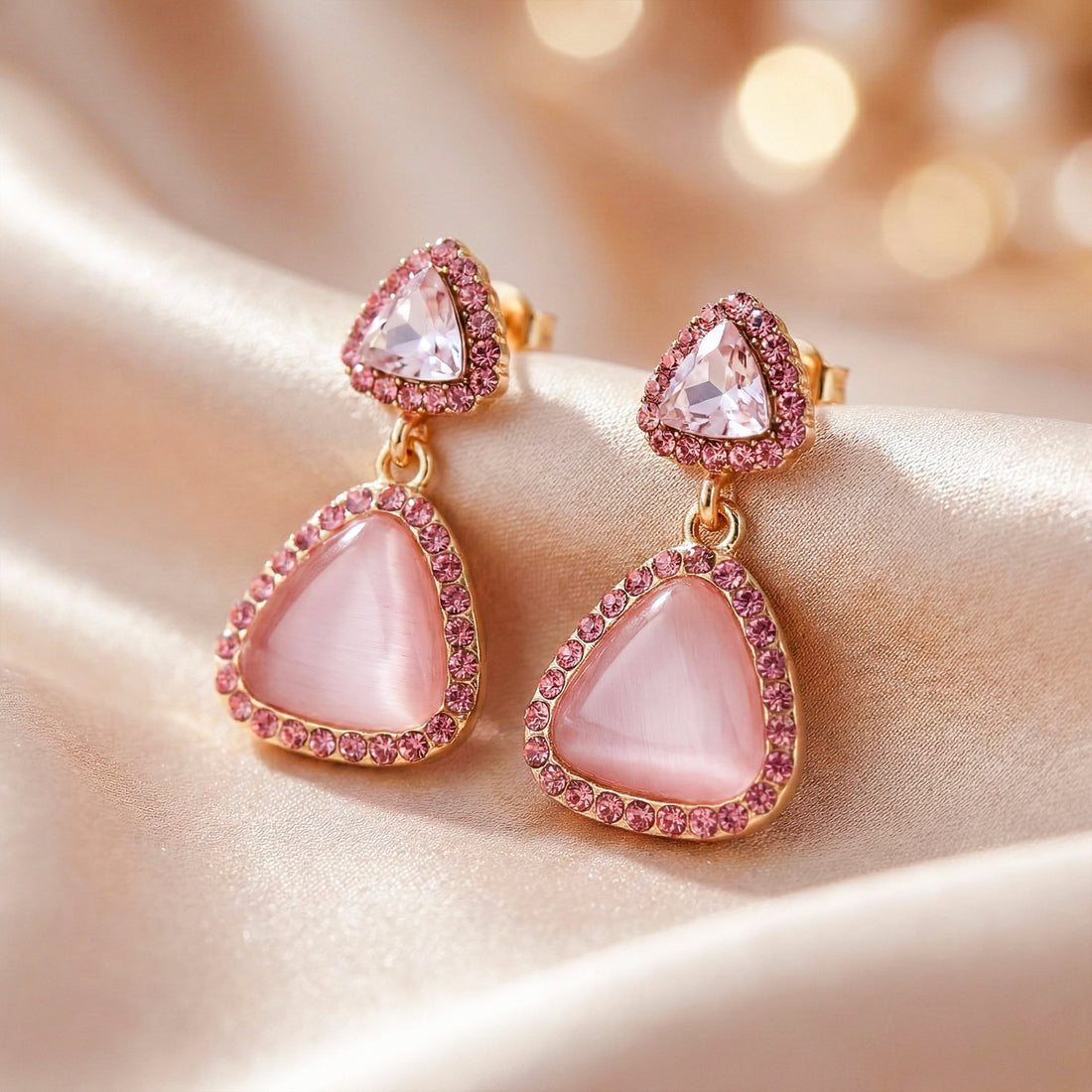 Rose Aura Gemstone Dangle Earrings