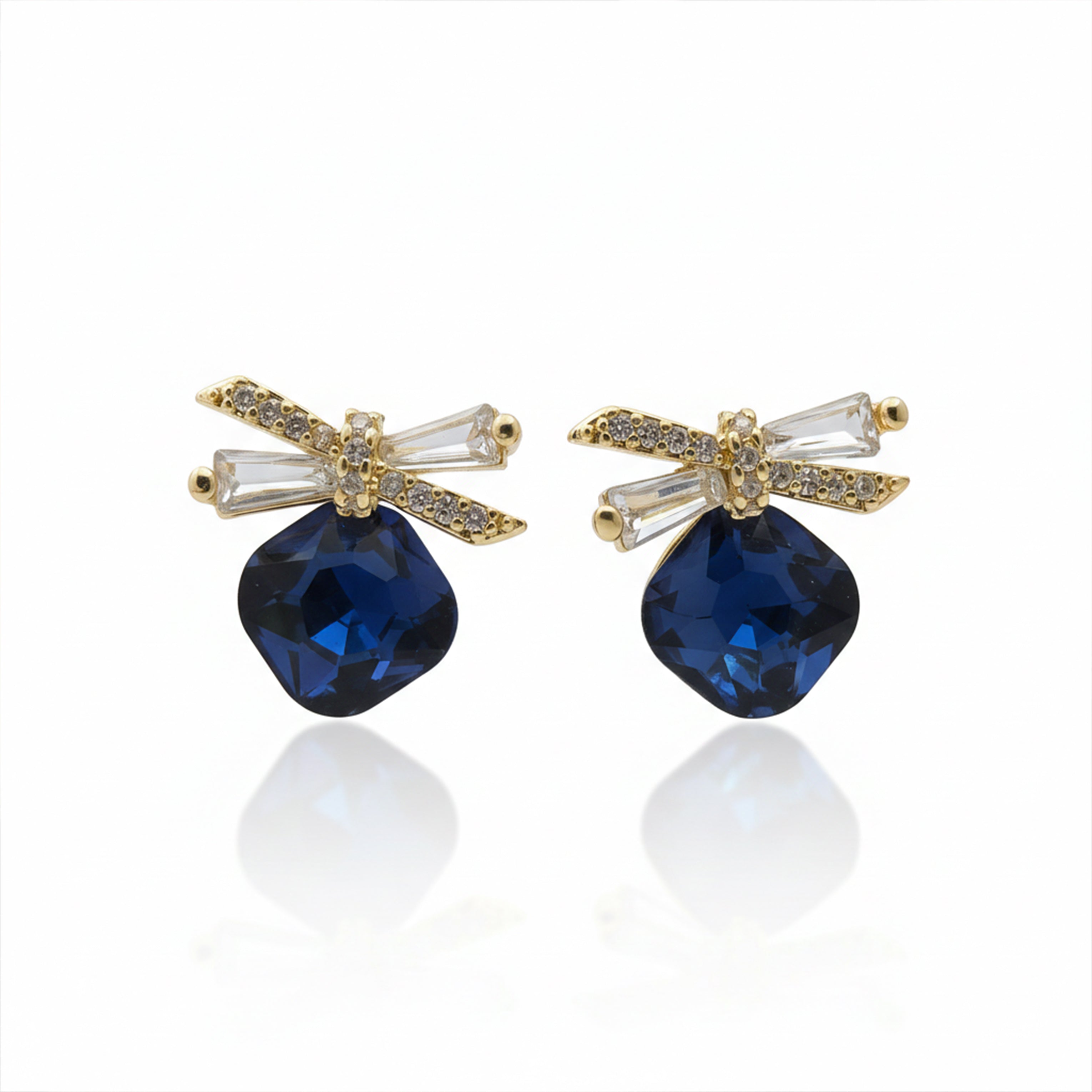 Sapphire Spark Bow Earrings