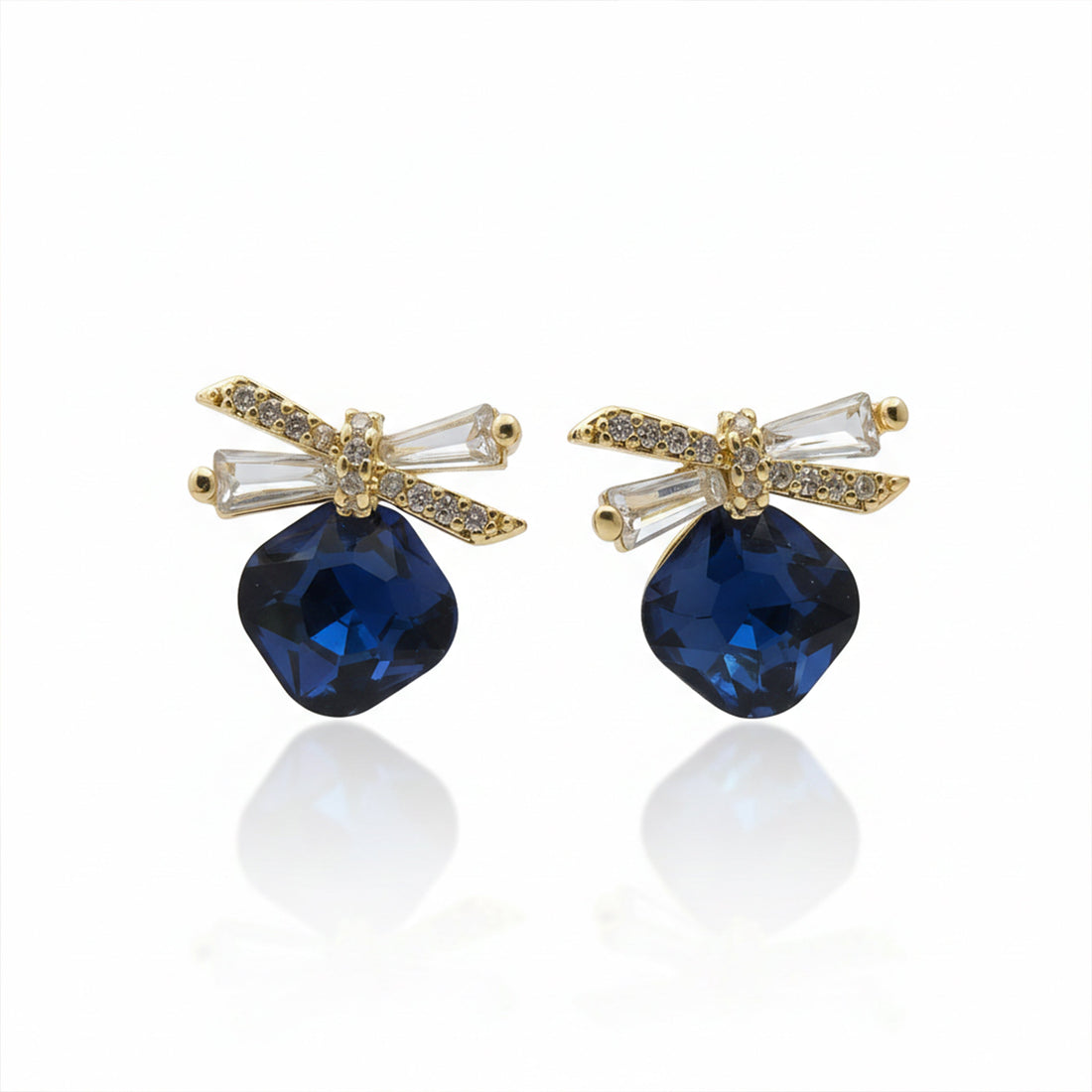 Sapphire Spark Bow Earrings