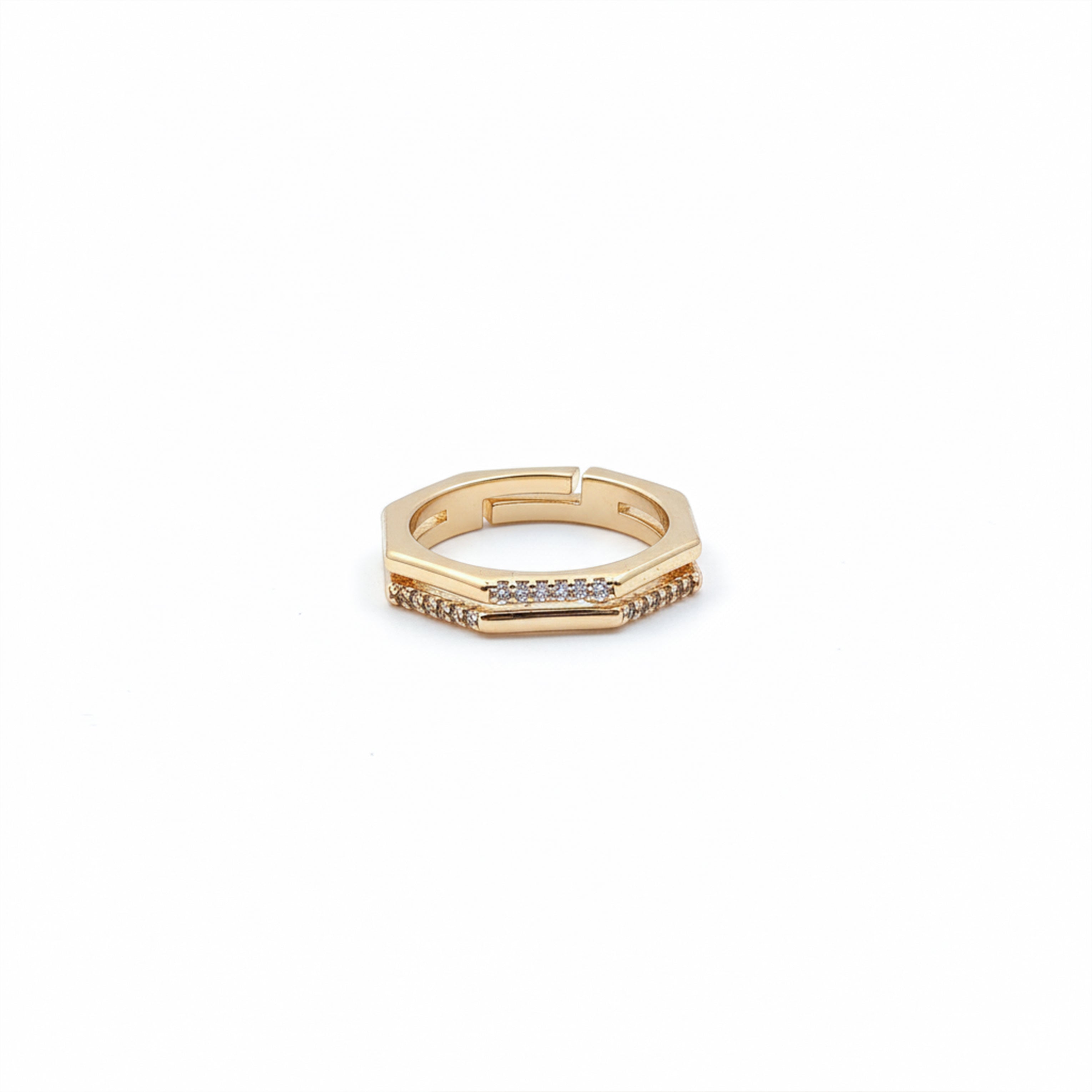 Hexagon Crystal Gold Ring