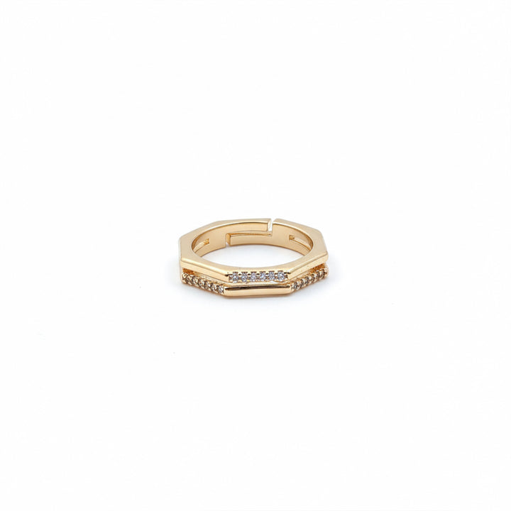 Hexagon Crystal Gold Ring
