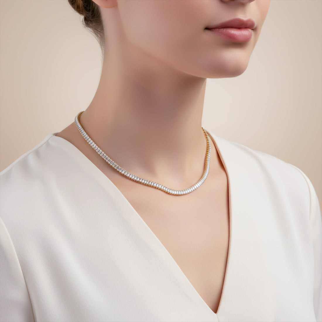 Golden Sparkle Tennis Chain Necklace
