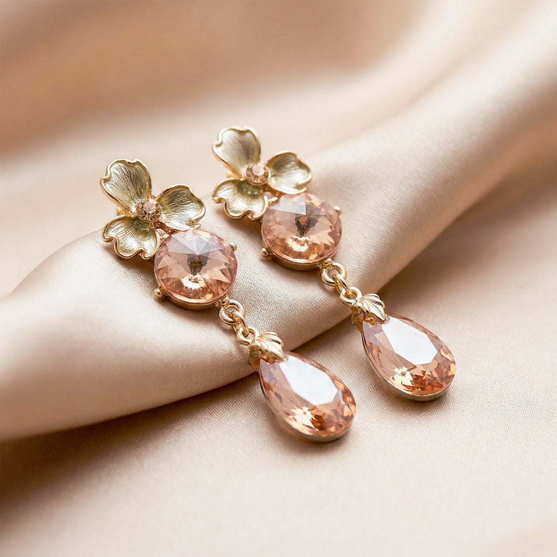 Peach Glow Luxe Danglers Earrings