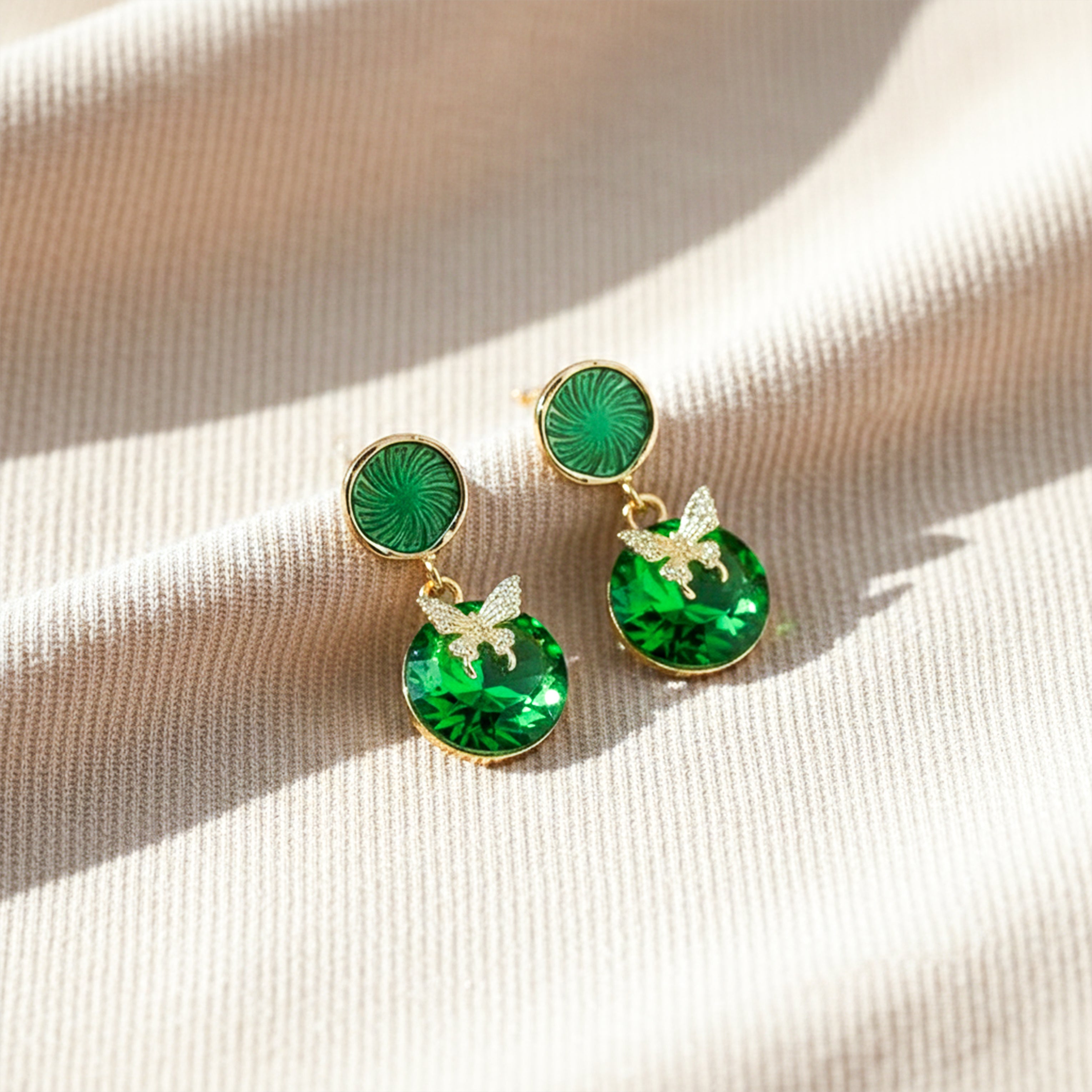 Green Royale Drops Earrings