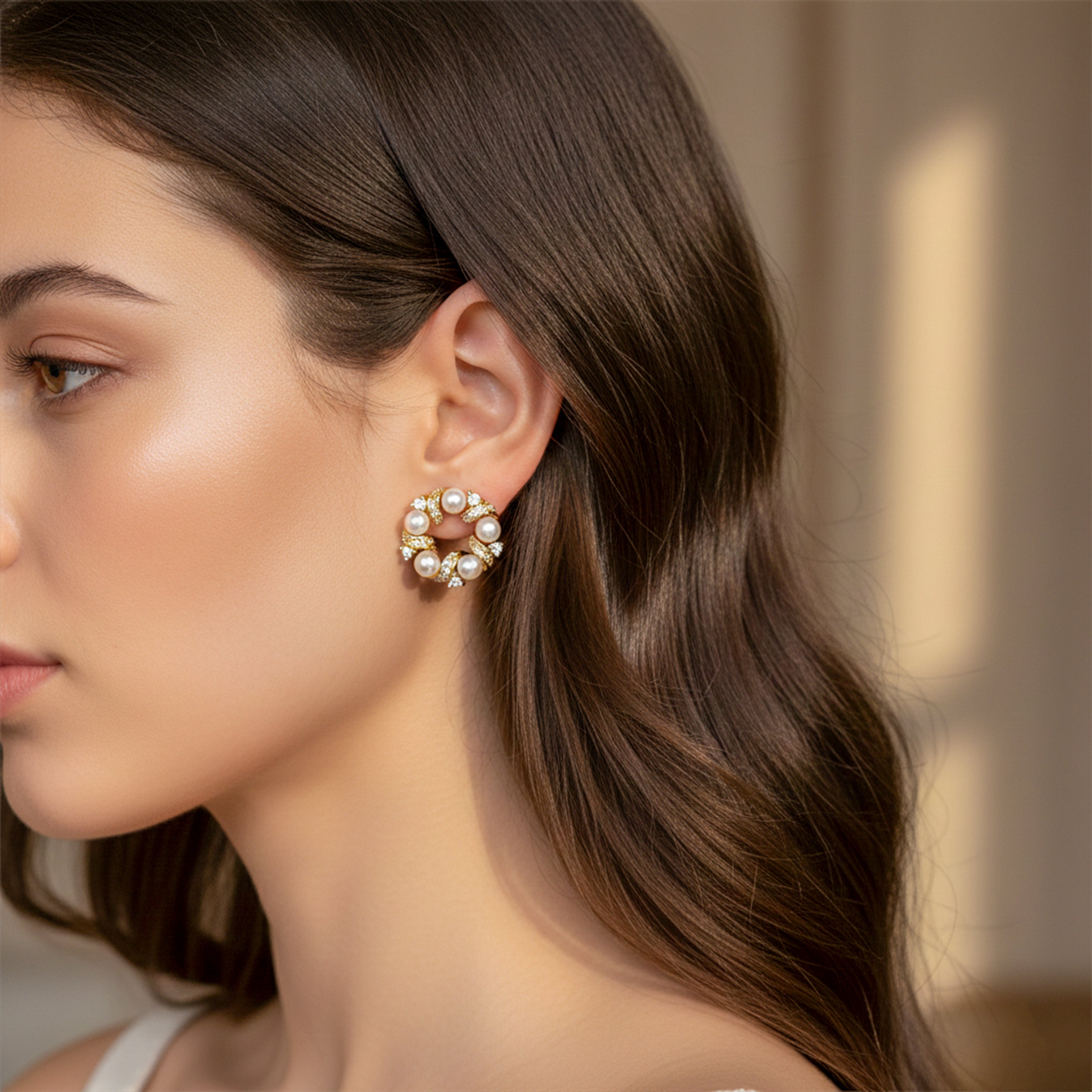 Pearl Luxe Circle Earrings