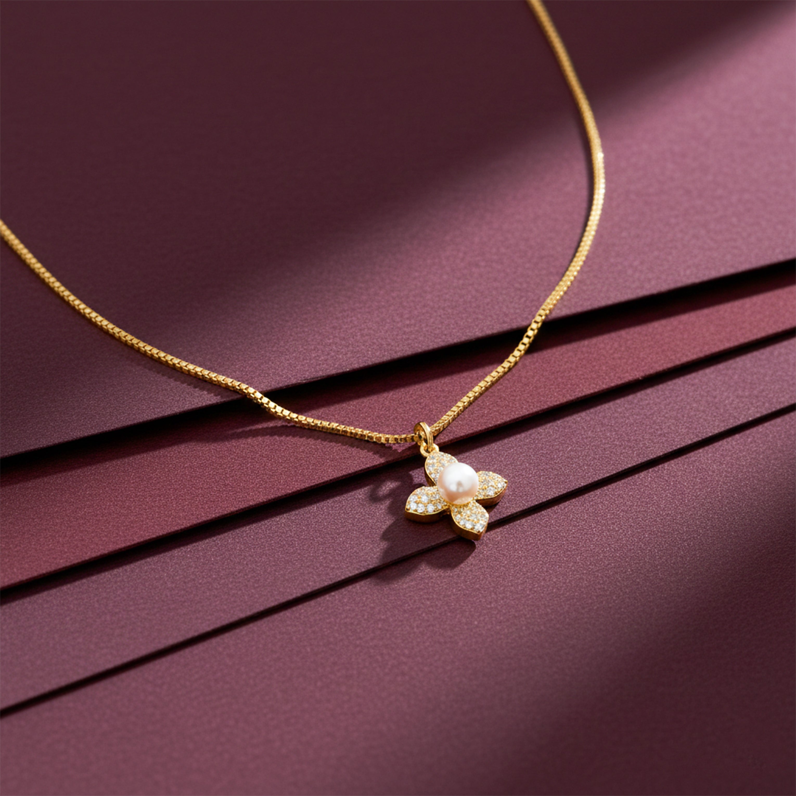 Classic Gold Pearl Blossom Necklace