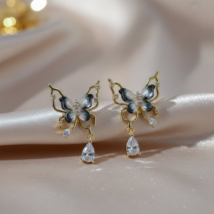 Elegant Noir Butterfly Earrings