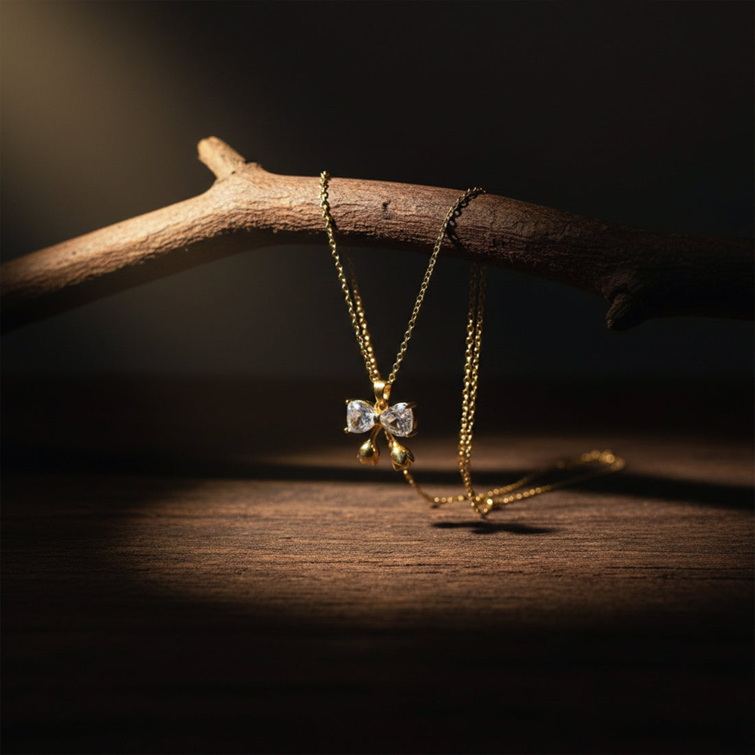 Princess Crystal Bow Pendant Necklace