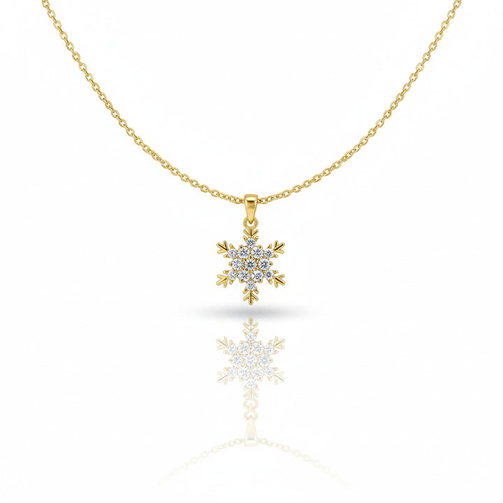 Golden Snowflake Diamond Necklace