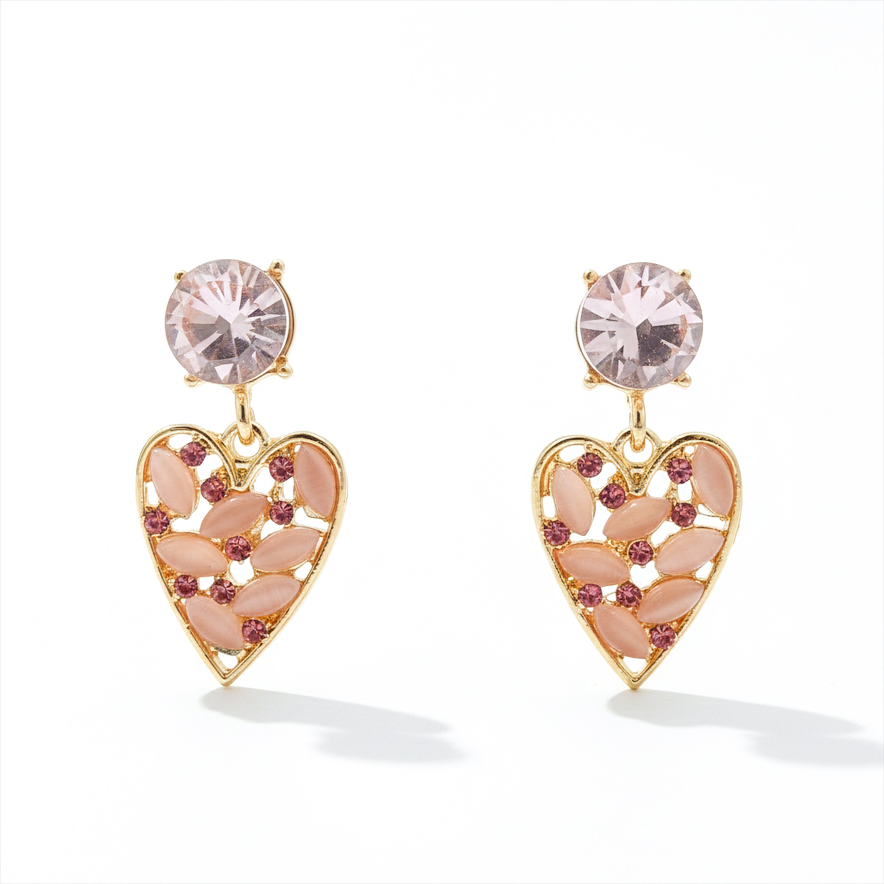 Rosé Crystal Heart Earrings