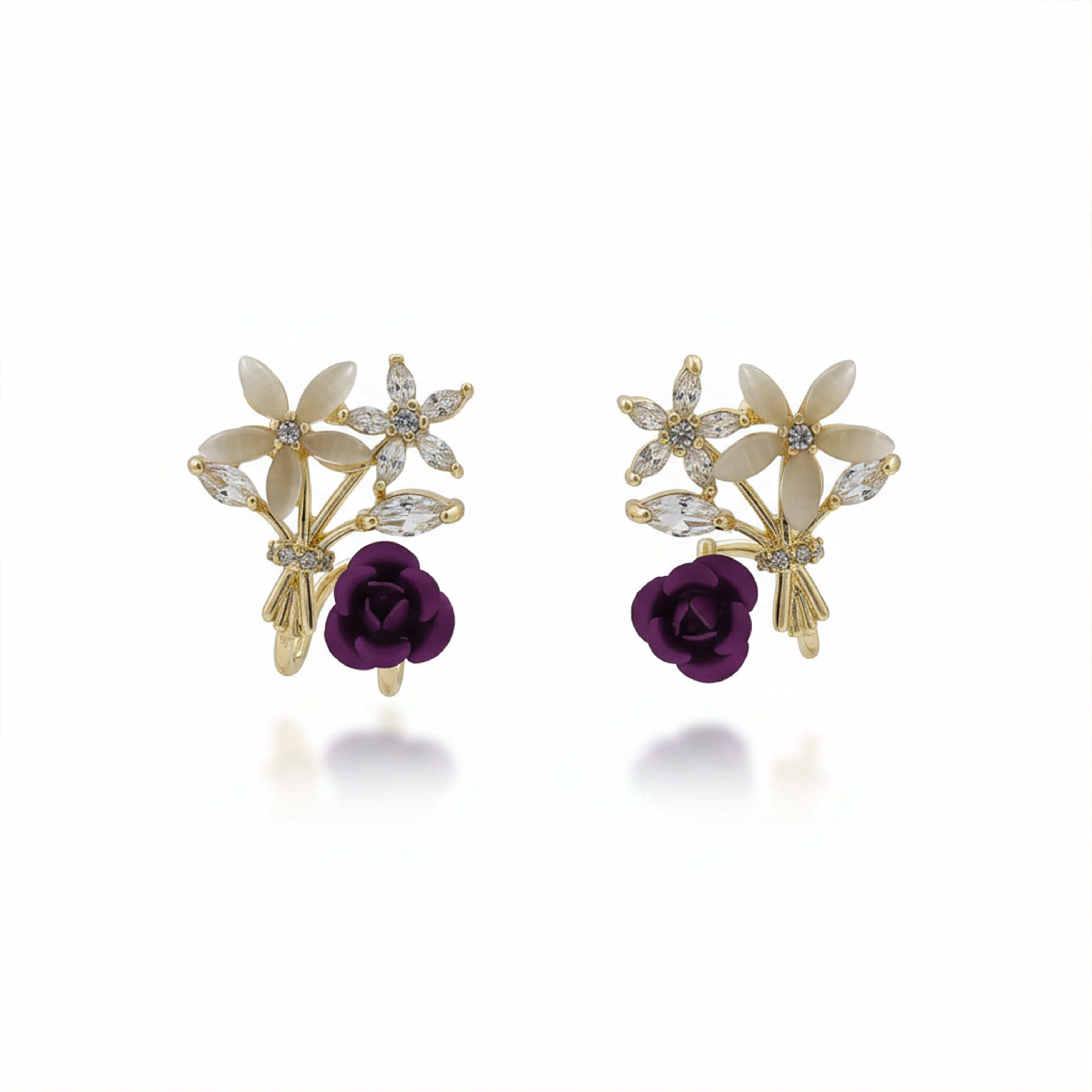 Premium Crystal Purple Stud Earrings