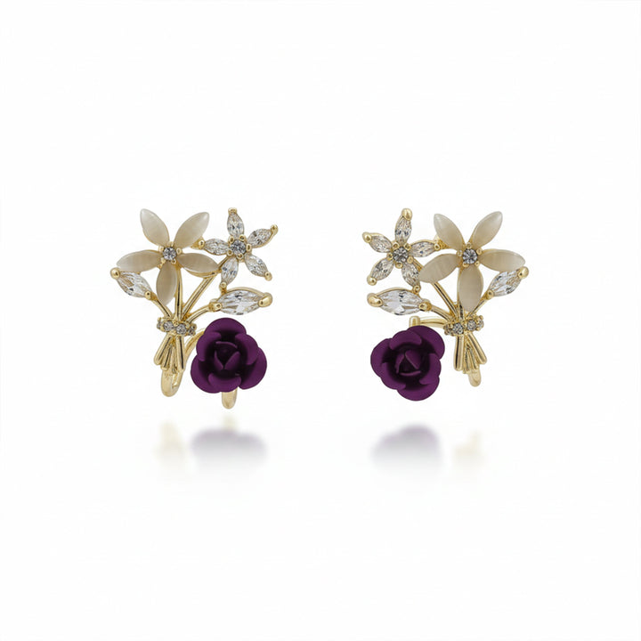 Premium Crystal Purple Stud Earrings