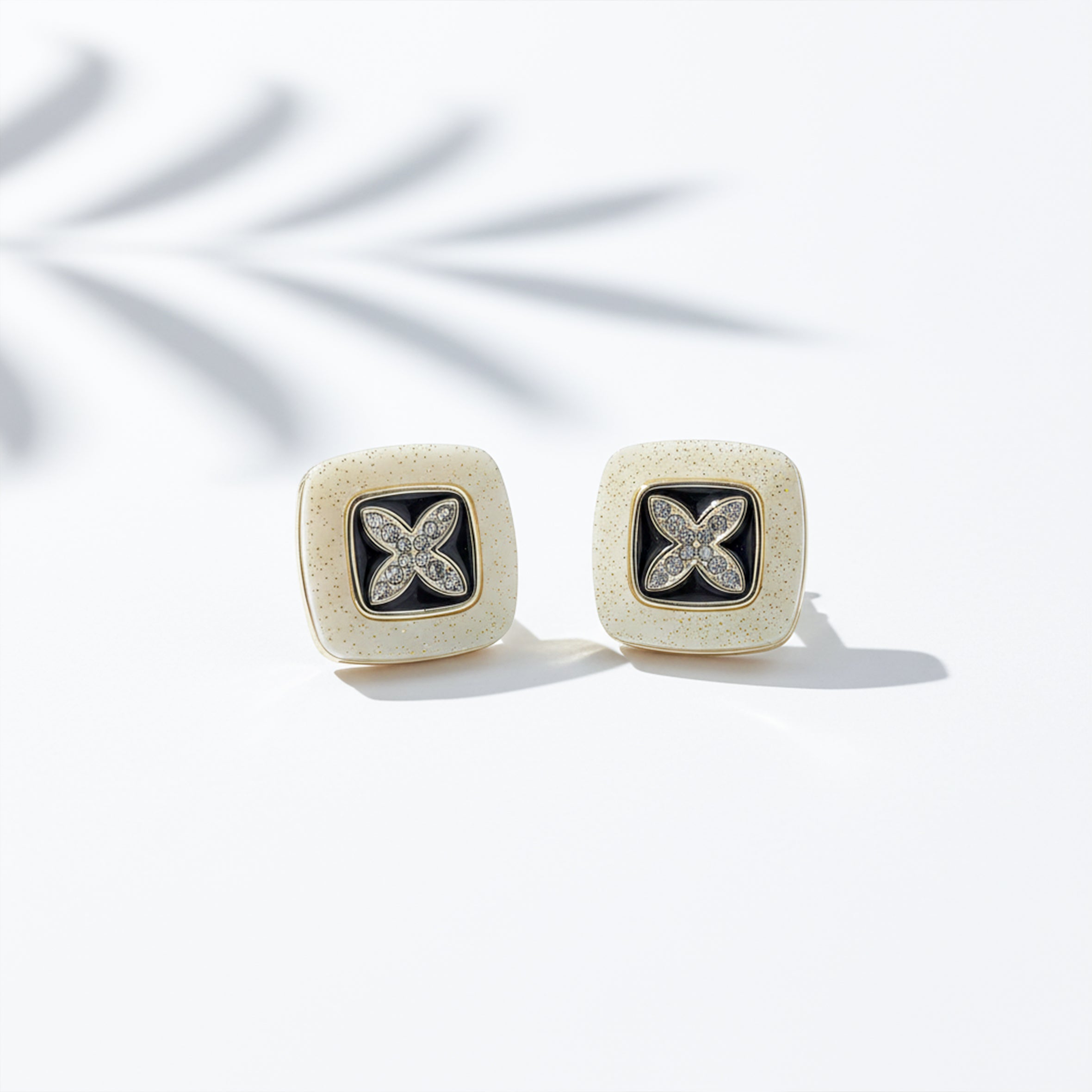 Ivory Noir Blossom Luxe Stud Earrings
