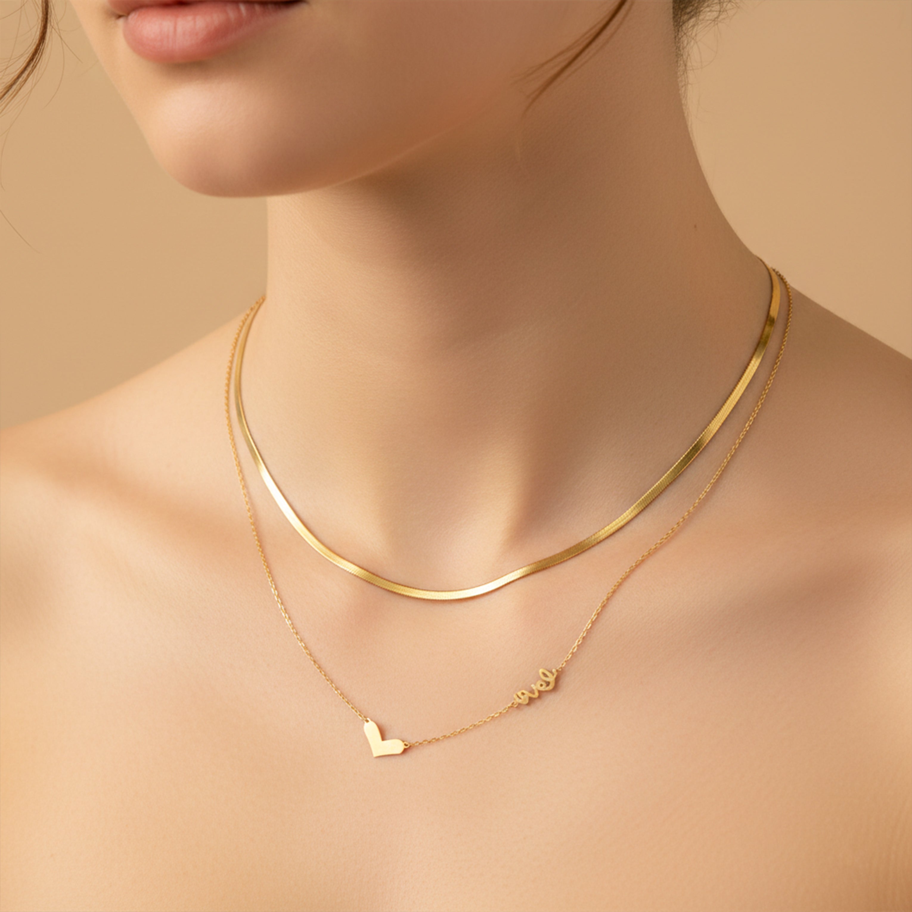 Layered Love Heart Gold Necklace