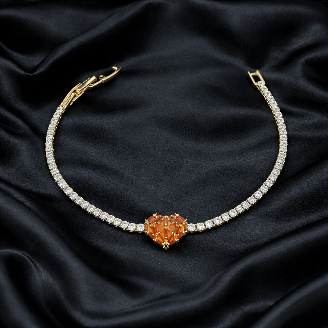 Designer Heart Diamond Tennis Bracelet