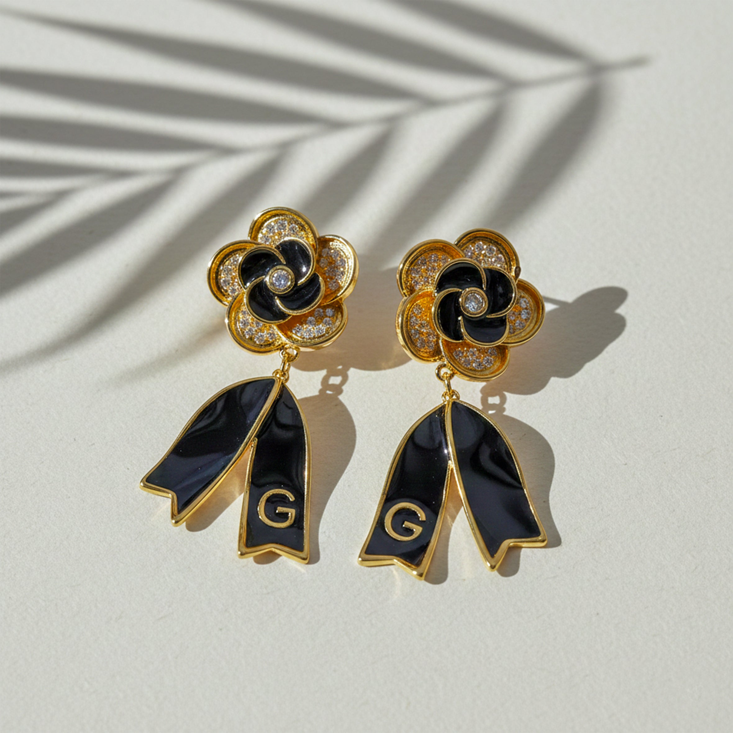 Noir Bloom Luxe Ribbon Drop Earrings