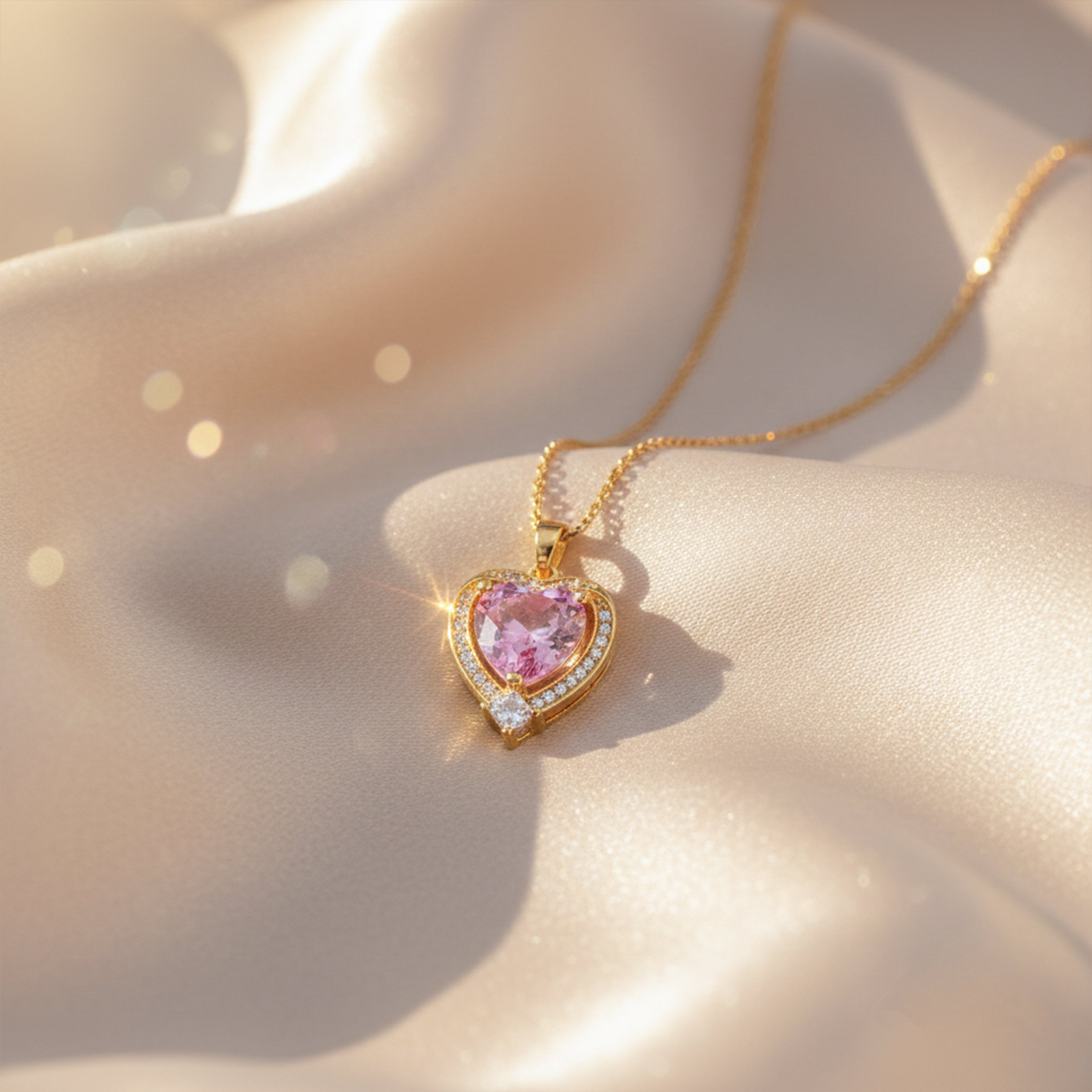 Luxpenny Pink Heart Diamond Necklace