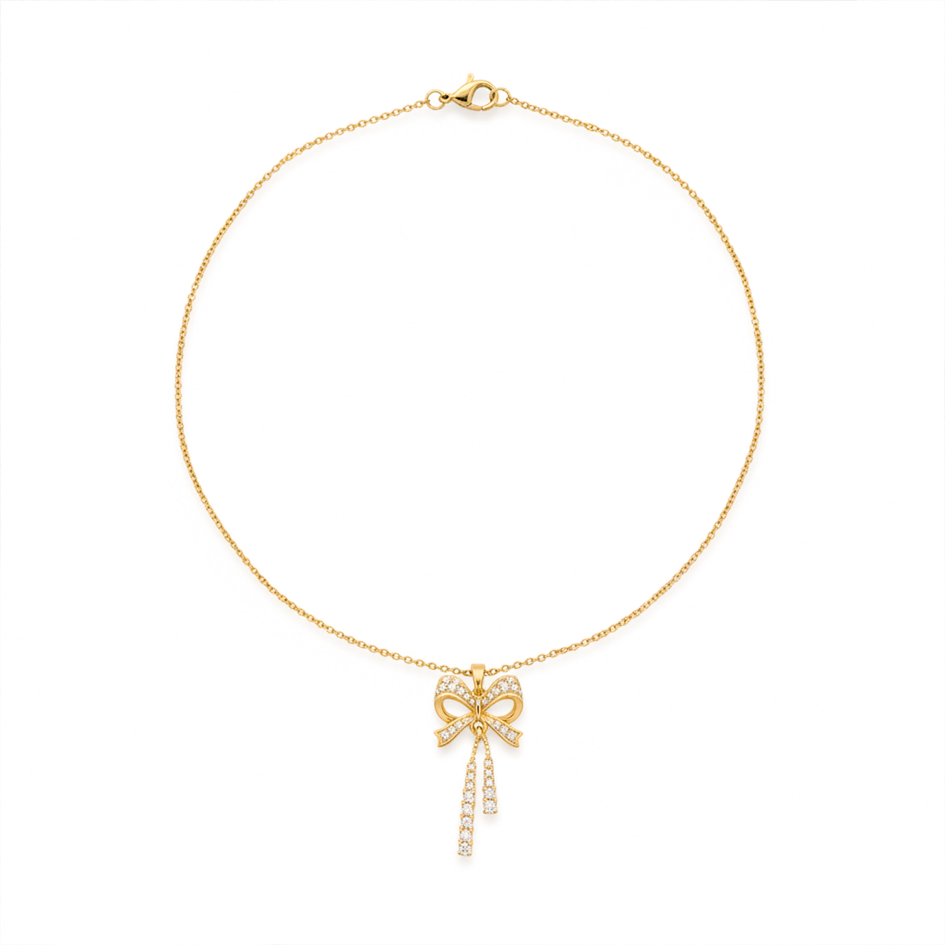 Elegant Gold Bow Pendant Necklace