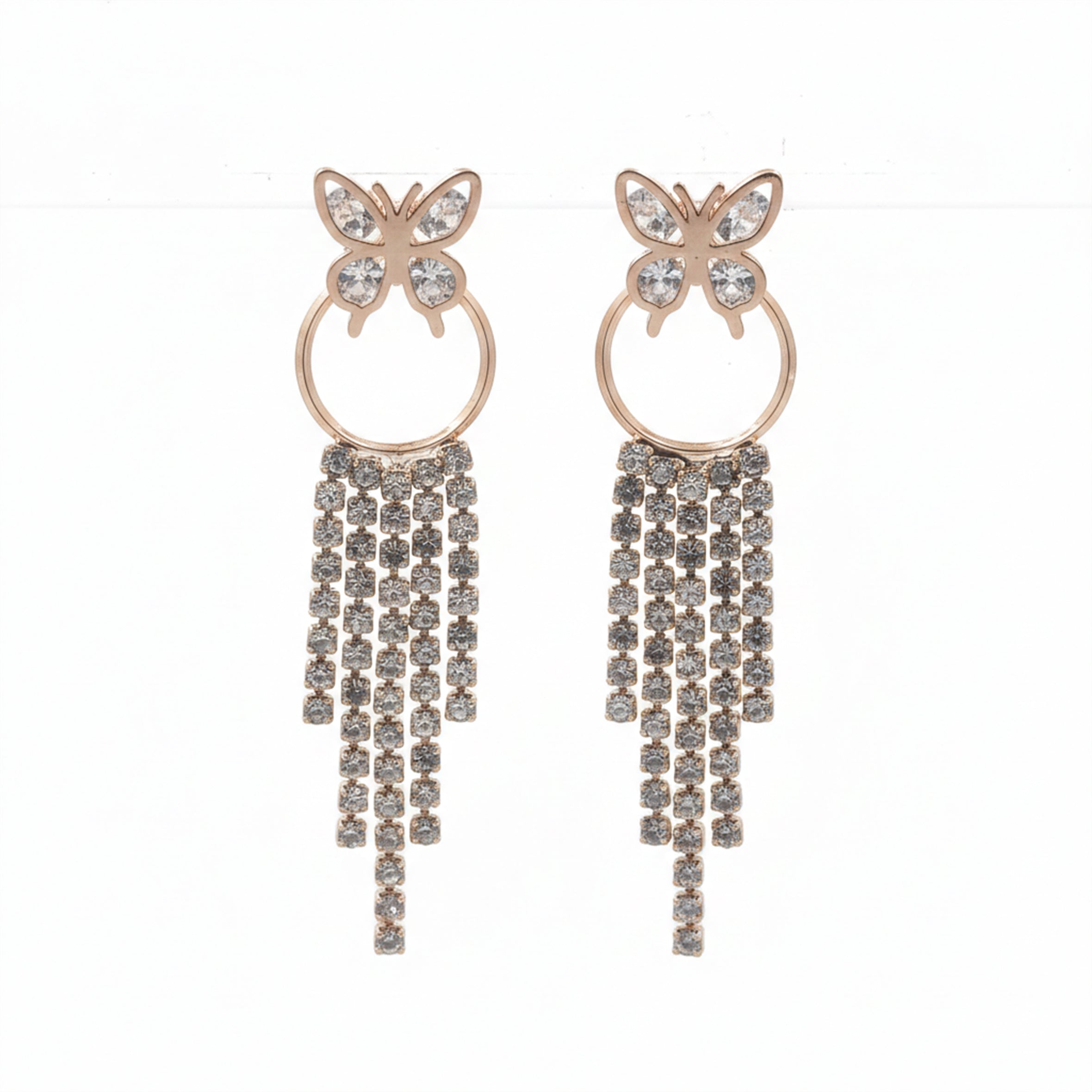 Butterfly Crystal Tassel Earrings