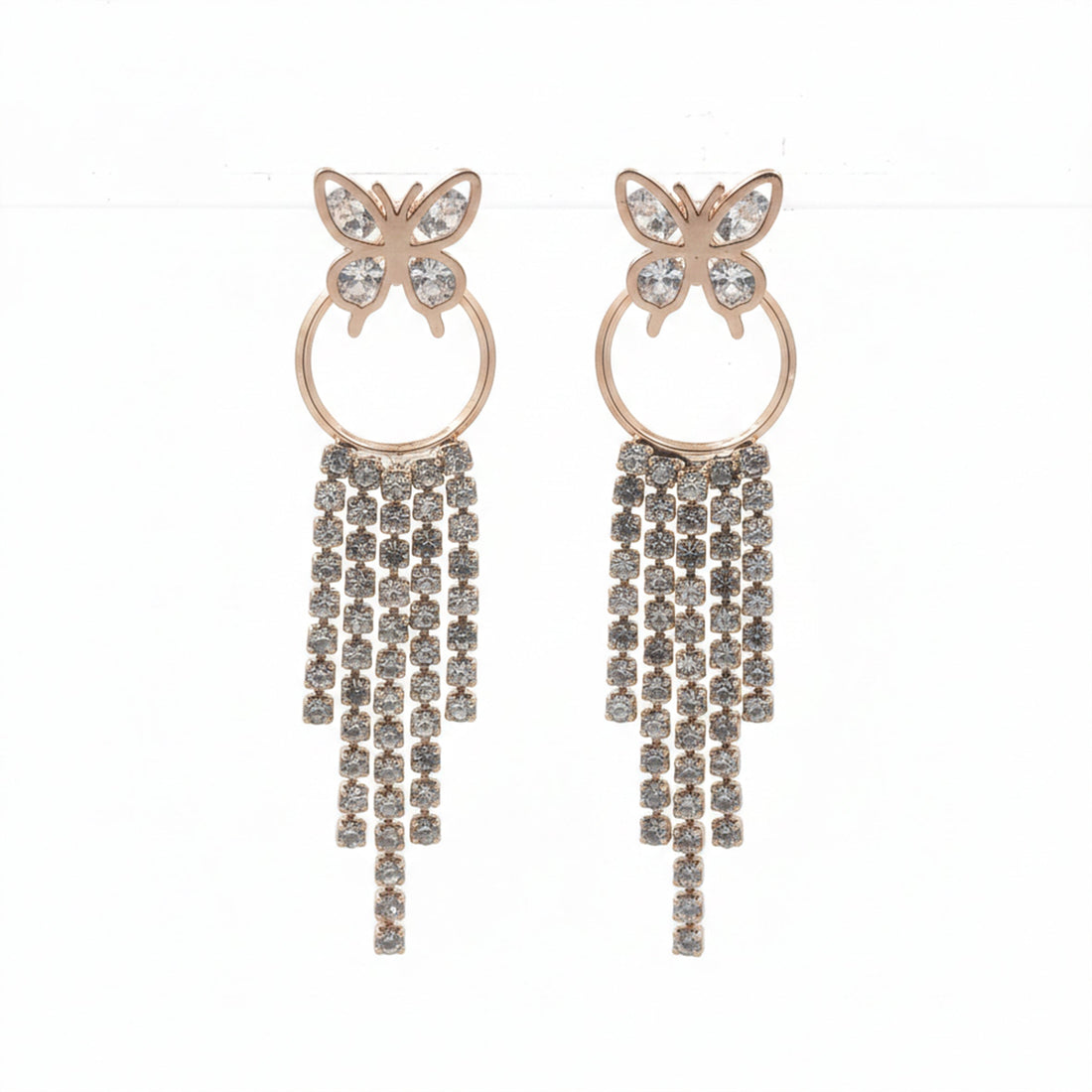 Butterfly Crystal Tassel Earrings