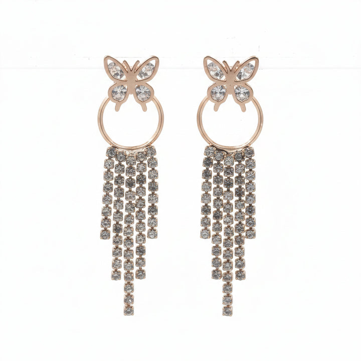 Butterfly Crystal Tassel Earrings
