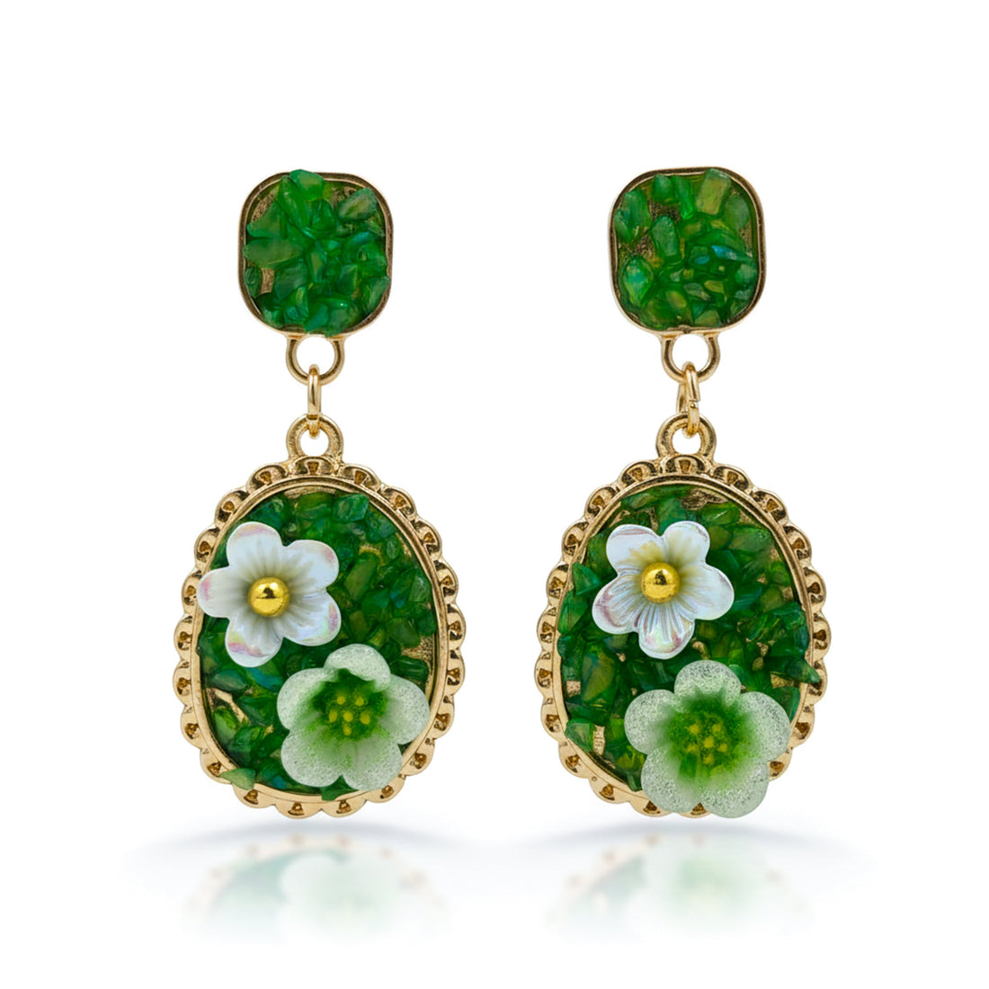 Verdant Blossom Luxe Statement Earrings
