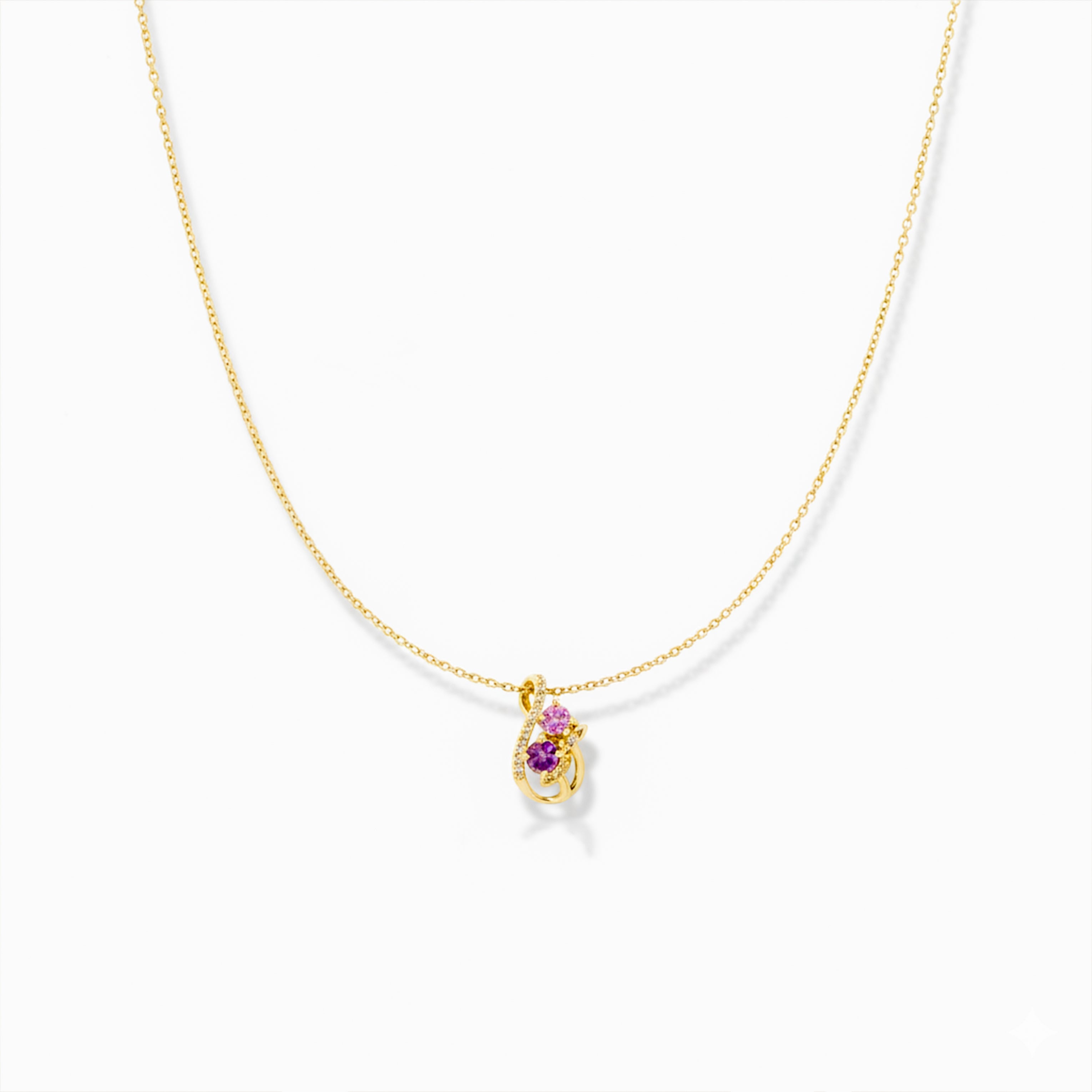Shiny Pink Floral Gold Chain Necklace