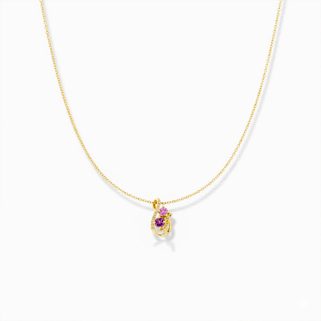 Shiny Pink Floral Gold Chain Necklace