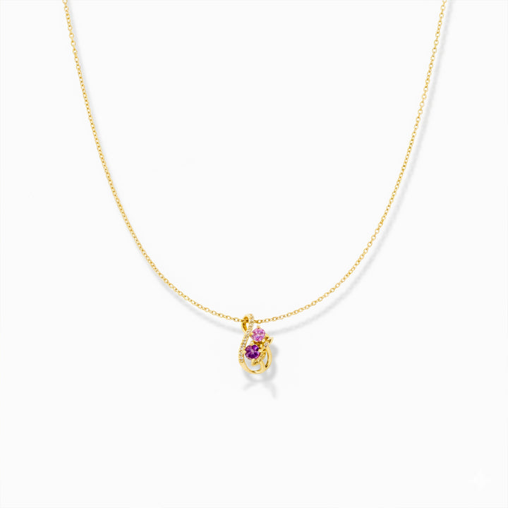 Shiny Pink Floral Gold Chain Necklace