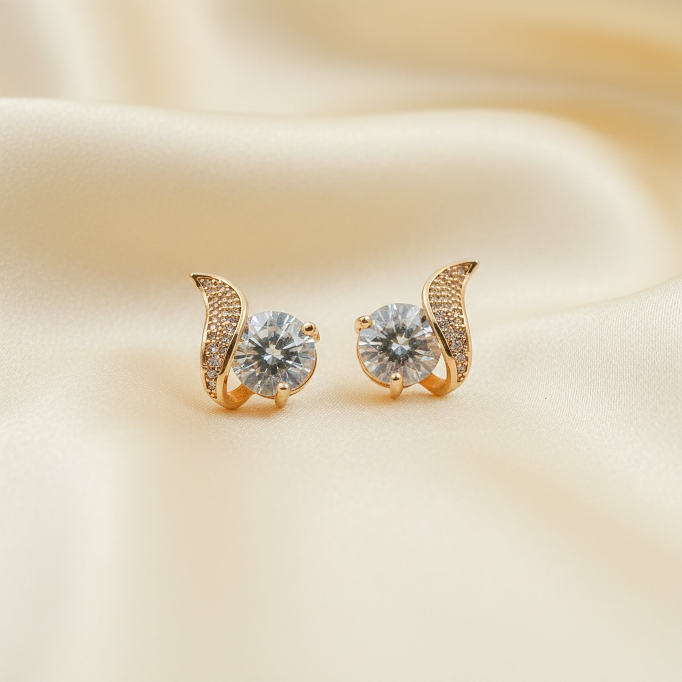 Crescent Diamond Glow Stud Earrings